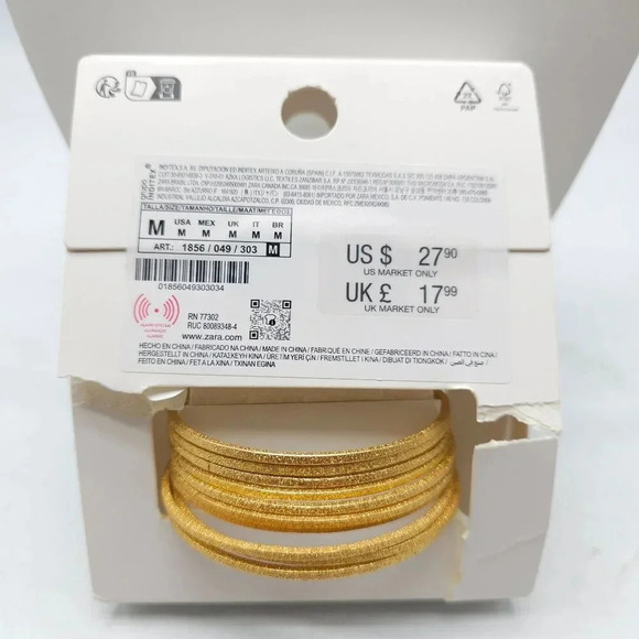 Zara Multi-Pack Gold Tone Bangle Bracelets Set Womens Jewelry Accessories M - Picture 3 of 4